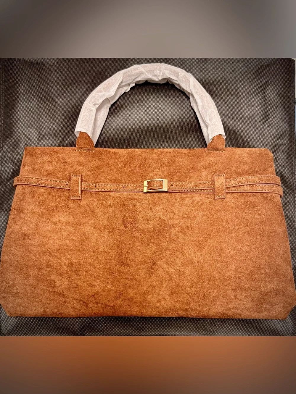 Vintage Suede Tote/Top-Handle Satchel in Brown